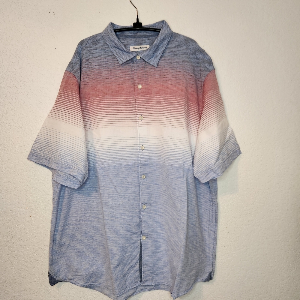Tommy Bahama Casual Gradient Blue and Red Men's Shirt, Size XXL